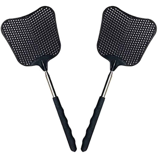 Foxany Telescopic Fly Swatters, Durable Plastic Fly Swatter Heavy Duty Set, Flyswatter with Stainless Steel Handle for Indoor/Outdoor/Classroom (2 Pack)