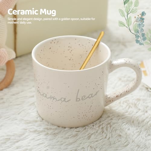 Mama Bear Pregnancy & Baby Shower Gifts Care Package - Eye Mask, Baby Rattle & Mug for New Mom