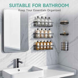 Veken Shower Caddy 6-Pack: Rustproof Design, No Drilling Adhesive Shelves, Bathroom & Kitchen Storage Solution