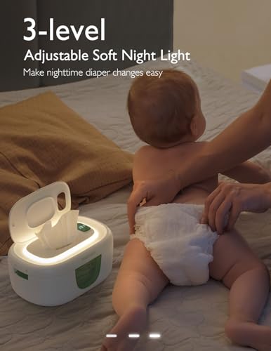 Momcozy baby wipe warmer with large capacity, spring design, fast heating, and night light
