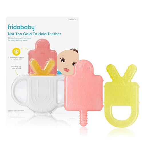 Frida Baby 4-in-1 Silicone Teether for Babies and Infants, BPA-free, 0-18 Months, Not-Too-Cold-to-Hold