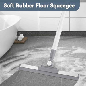 180° Rotating Floor Squeegee with 52'' Long Handle for Floor, Window, and Bathroom Cleaning (White)
