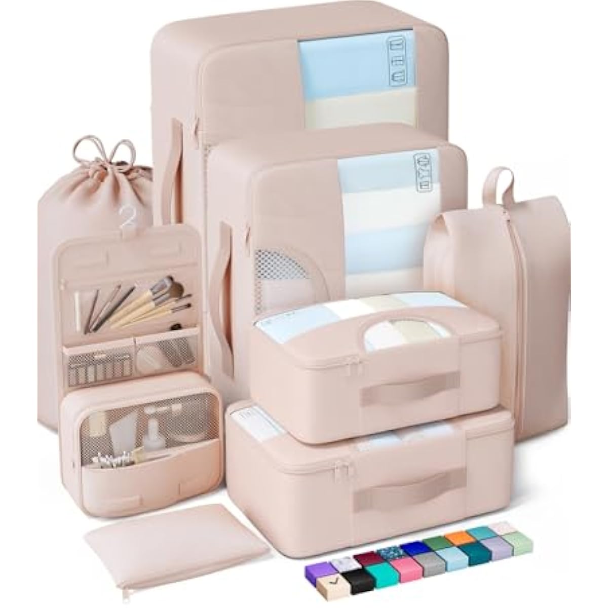 Veken 8 Set Packing Cubes, Cruise Ship Travel Essentials Accessories for Beach Vacation, Personalized Gifts for Women Mom Her, Suitcase Organizer Bags for Luggage with Hanging Toiletry Bag
