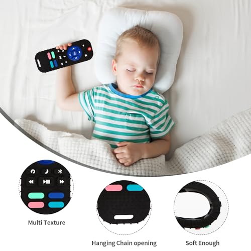 Hooku 2 Pack silicone teething toys for babies 0-6 months, teethers for babies 6-12 months with remote teether, sensory toys