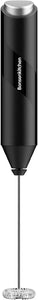 Bonsenkitchen Powerful Milk Frother for Coffee, Fast Handheld Drink Mixer with Stainless Steel Whisk, Battery Operated Hand Frother Stirrer Wand-Black
