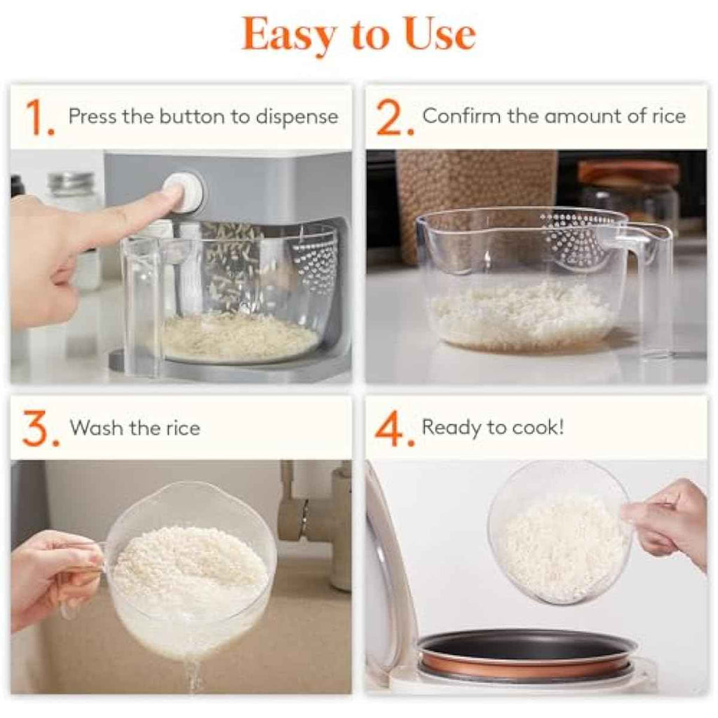 Lifewit Rice Dispenser 25 Lbs(11.3kg), Rice Storage Container Sealed Moisture Proof with Measuring Cup for Kitchen Pantry Household, BPA-Free, 1 Pack Grey