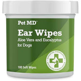 Pet MD - Dog Ear Cleaner Wipes - Otic Cleanser for Dogs to Stop Ear Itching, and Infections with Aloe and Eucalyptus - 100 Count