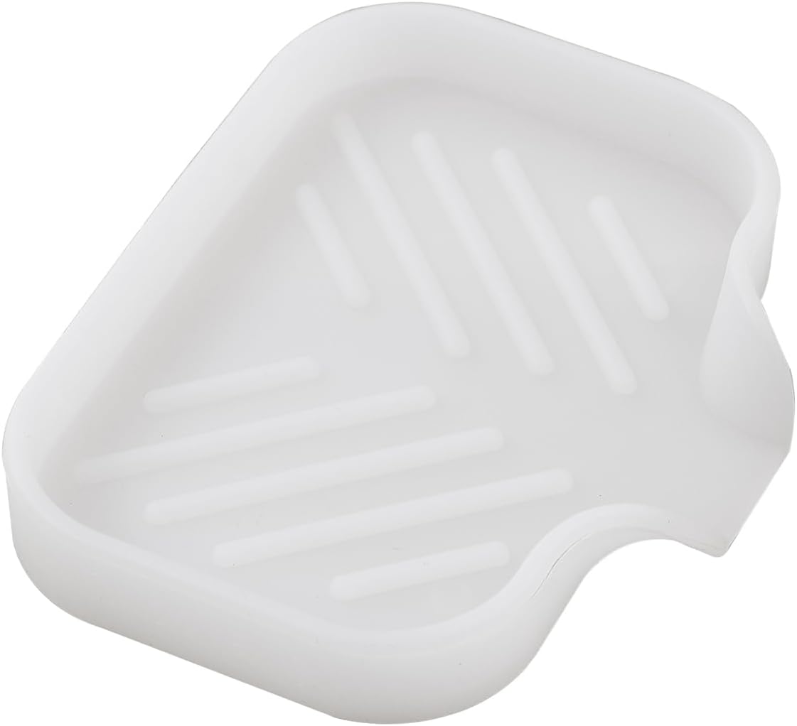 MicoYang silicone bathroom soap dish with drain spout, sink organizer, and sponge holder, 4.9 x 3.2 inches