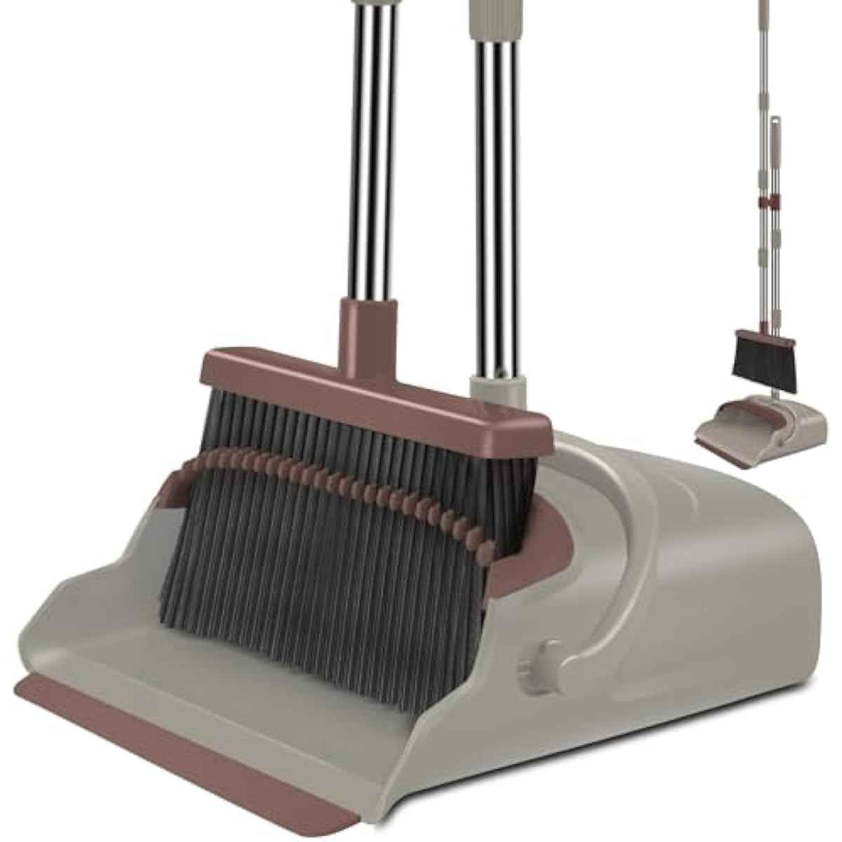 Kelamayi Upgrade Broom and Dustpan Set with Self-Cleaning Teeth and Long Handle