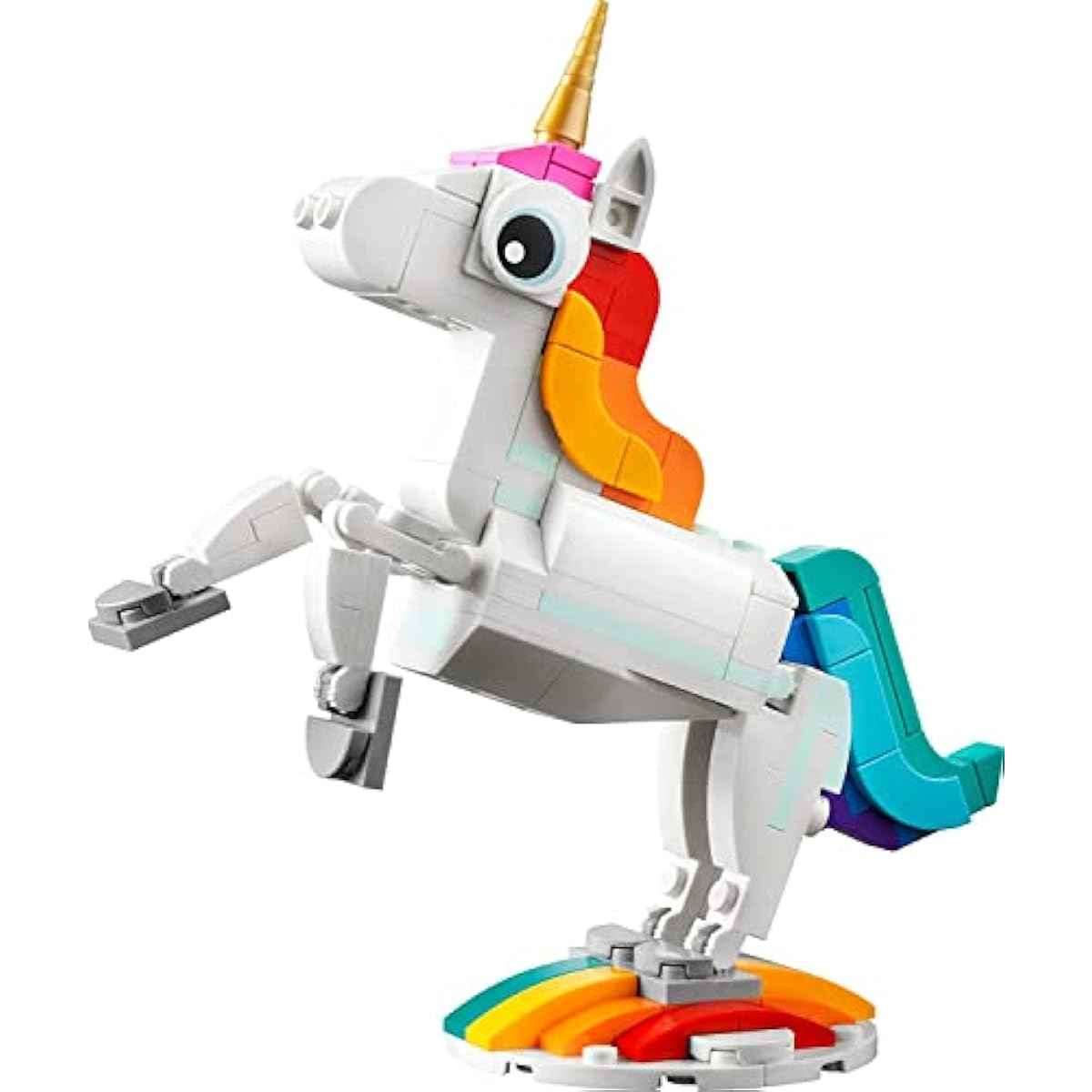 LEGO Creator 3 in 1 Magical Unicorn Toy, Transforms to Seahorse to Peacock, Rainbow Animal Figures, Unicorn Gift for Grandchildren, Girls and Boys, Buildable Toys, 31140