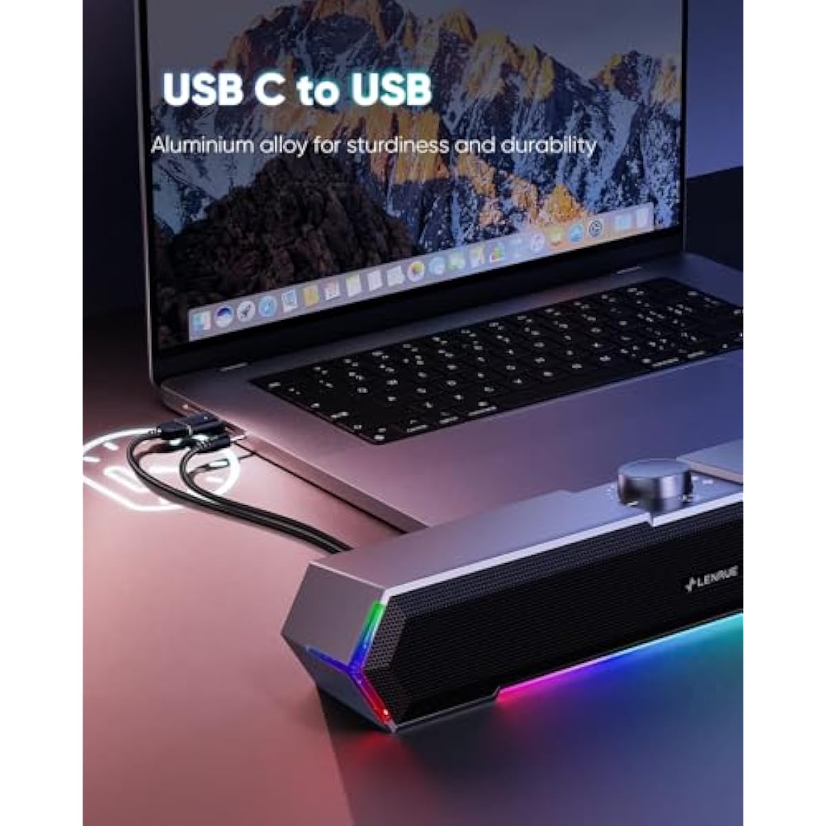 lenrue g11 computer speakers with clear sound and touch lights for pc desktop laptop monitor