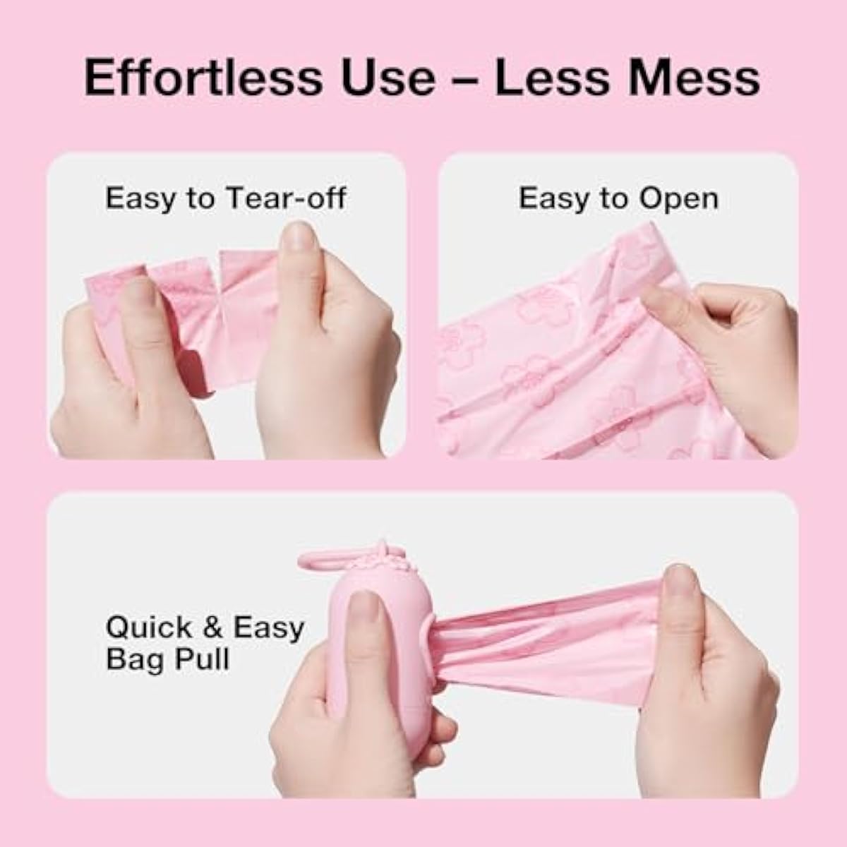 vetreska dog poop bag dispenser with cherry blossom scented bags and holder, pink