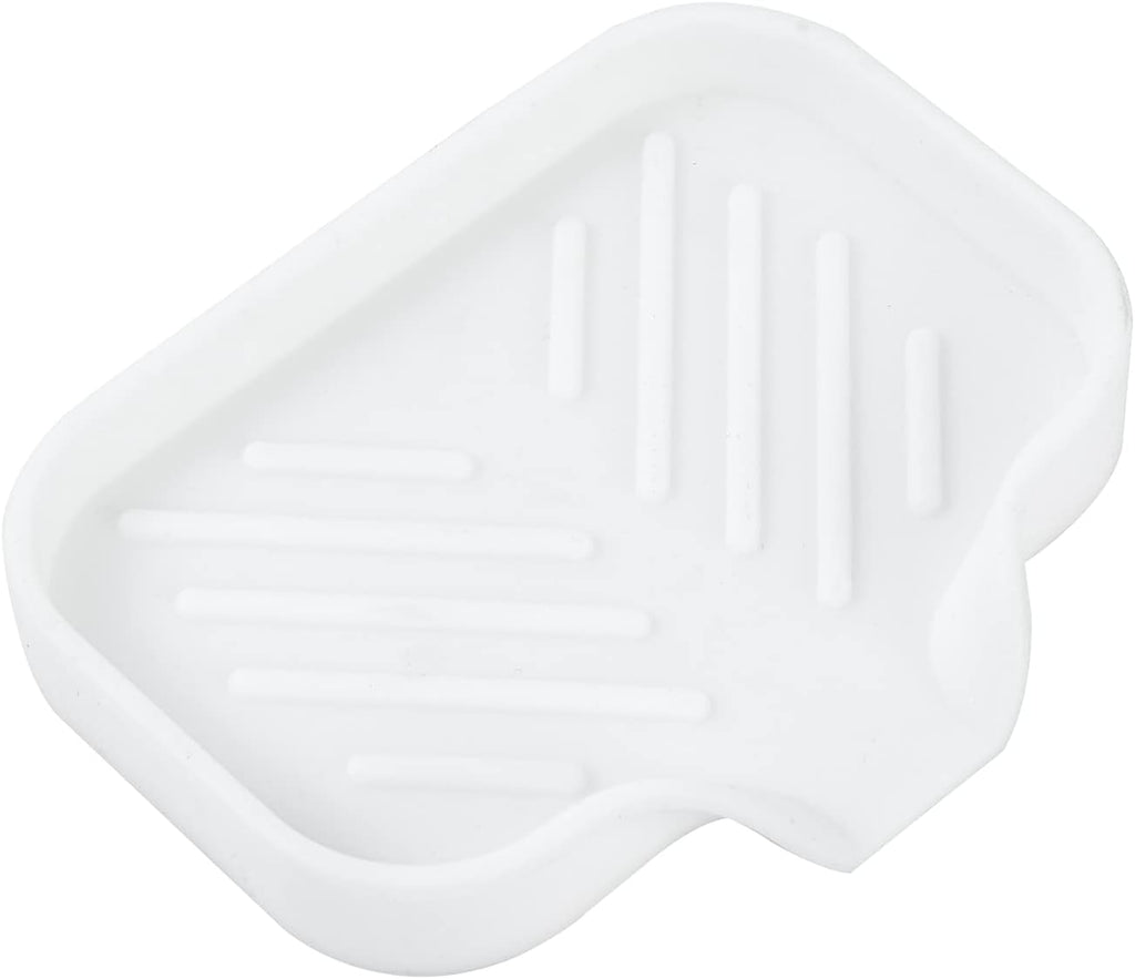 MicoYang silicone bathroom soap dish with drain spout, sink organizer, and sponge holder, 4.9 x 3.2 inches