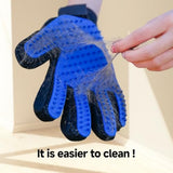 Pet Hair Removal Gloves for Dogs and Cats - 2-in-1 Deshedding Brush Massage Mitt for Shedding Control and Safe Pet Grooming 2-Pack (Blue)