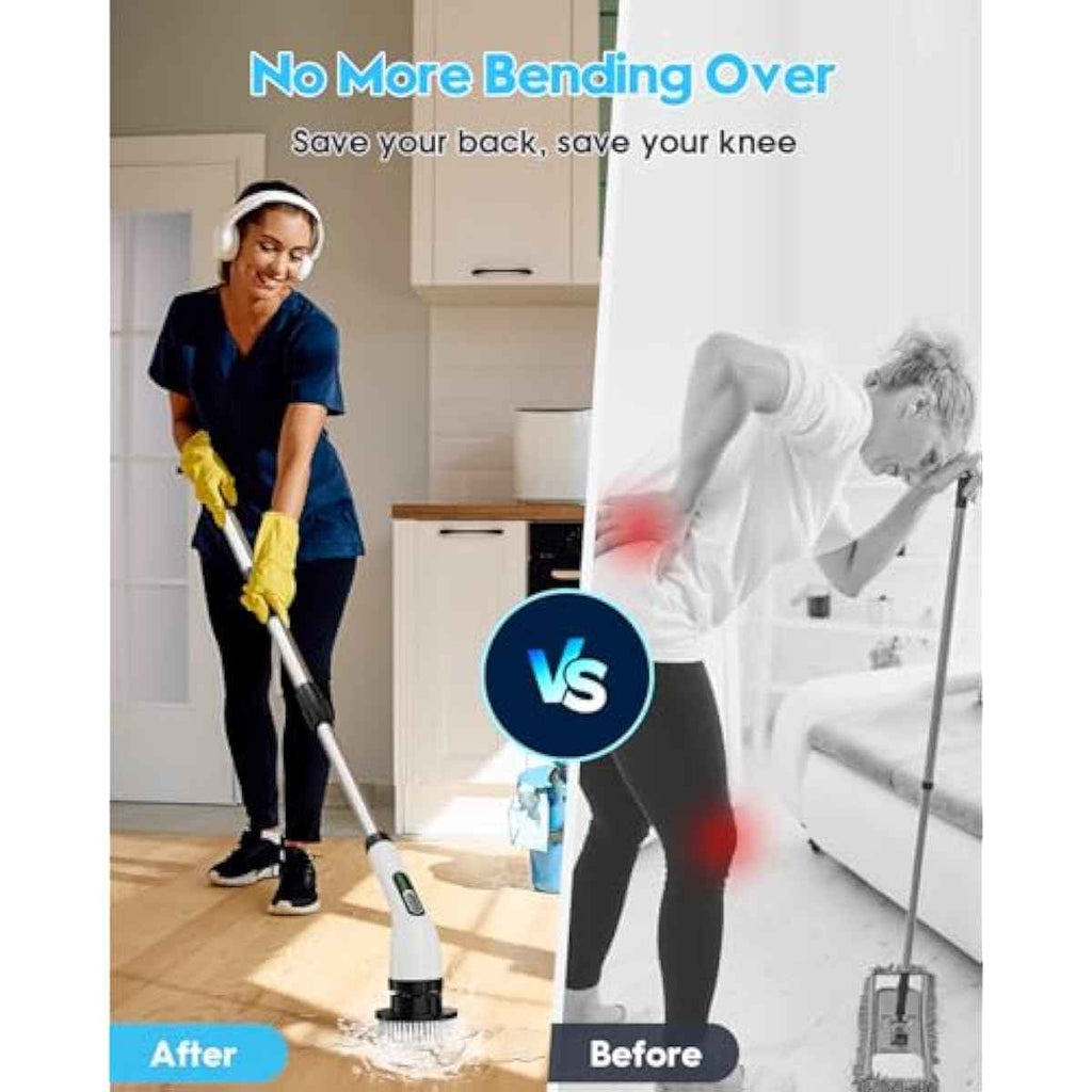 Electric Spin Scrubber for Cleaning Bathroom: Cordless Power Shower Scrubber - Electric Cleaning Brush for Tile Tub