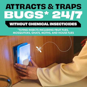 stem insect trap - indoor fruit fly and gnat pest control for house home and kitchen with soft blue light