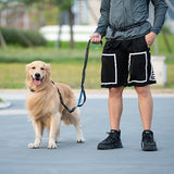 iYoShop hands-free dog leash with zipper pouch and dual padded handles for medium and large dogs (large, 25-120 lbs, black)