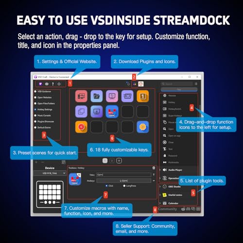 vsninside macro keypad stream controller deck gaming streaming shortcut keyboard