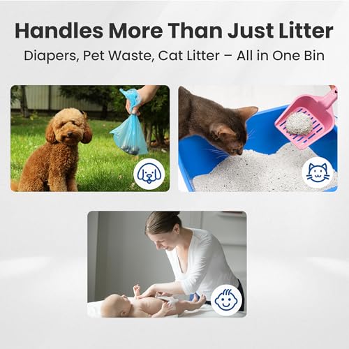 Neakasa 9.2L PooGuard Litter Disposal Bin with Viewing Window and 4-Month Refill Bag, white