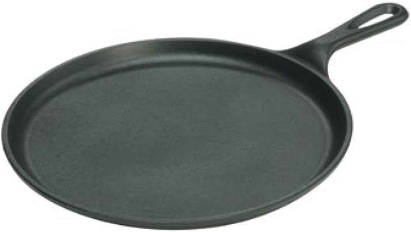 Lodge L9OG3 Cast Iron Round Griddle, Pre-Seasoned, 10.5-inch - Made in USA, Compatible with Stovetop, Oven, Grill & Campfire
