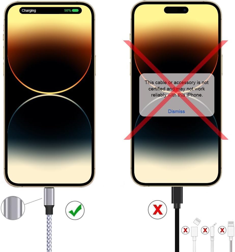 TAKAGI MFi certified Lightning cable 3PACK 6FT nylon braided for iPhone 14/13/12/11 Pro Max/XS MAX/XR/XS/X/8/iPad