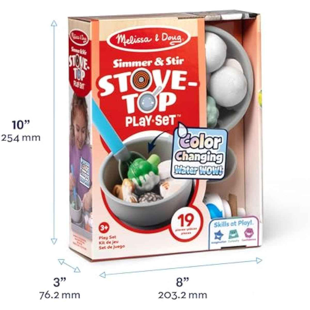 Melissa & Doug Simmer & Stir Stovetop Play Set with Water Wow!® Color Changing Play Food Preschool Toy Ages 3+