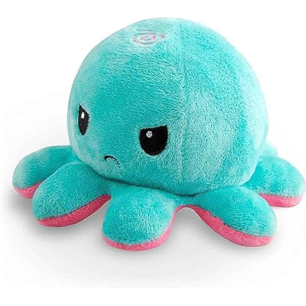 TeeTurtle reversible octopus plushie 4-inch pink + aqua two-sided flip plush toy with embroidered details