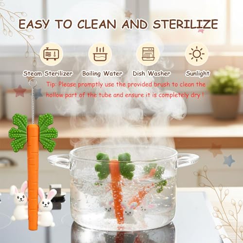 easter baby silicone carrot rabbit hollow teething tubes sensory chew toys for infants over 3 months