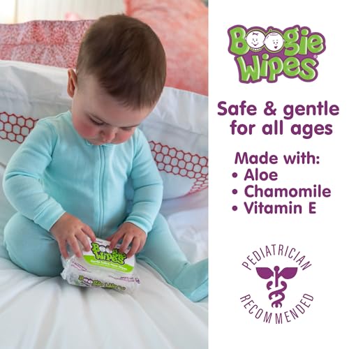 boogie wipes unscented baby wet wipes 180 count pack of 6 vitamin e aloe chamomile natural saline