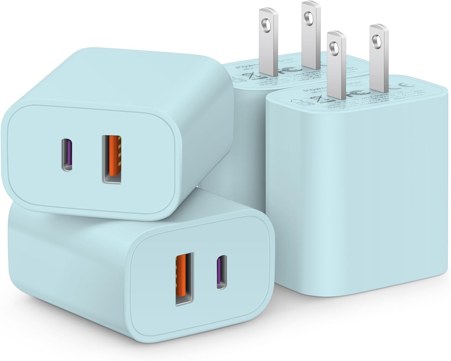 [4 Pack] USB C Charger Block Fast Charging Multiport Adpater [PD 20W USB-C & QC 3.0 USB-A Port] for i Phone 17/16/15/14/13/12/11/X/8, i Pad, Galaxy, Google, Galaxy & More - ShopUS
