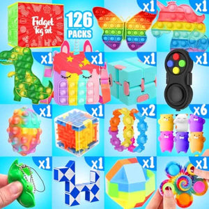 126-pack fidget toys for kids 8-12, sensory toys bulk autism autistic, classroom party favors