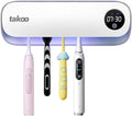 Takoo Toothbrush Cleaner, 4 Slots Wall Mounted Toothbrush Holder for Bathroom, Smart Hot Air Drying Technology, Rechargeable Smart Home Gadget