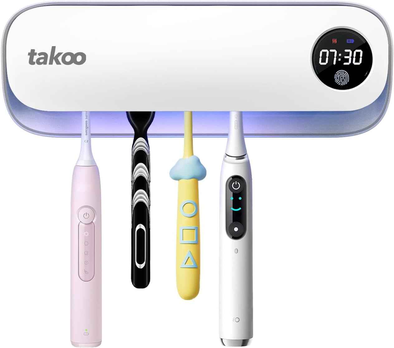 takoo 4 slots wall mounted toothbrush holder with smart hot air drying technology rechargeable smart gadget