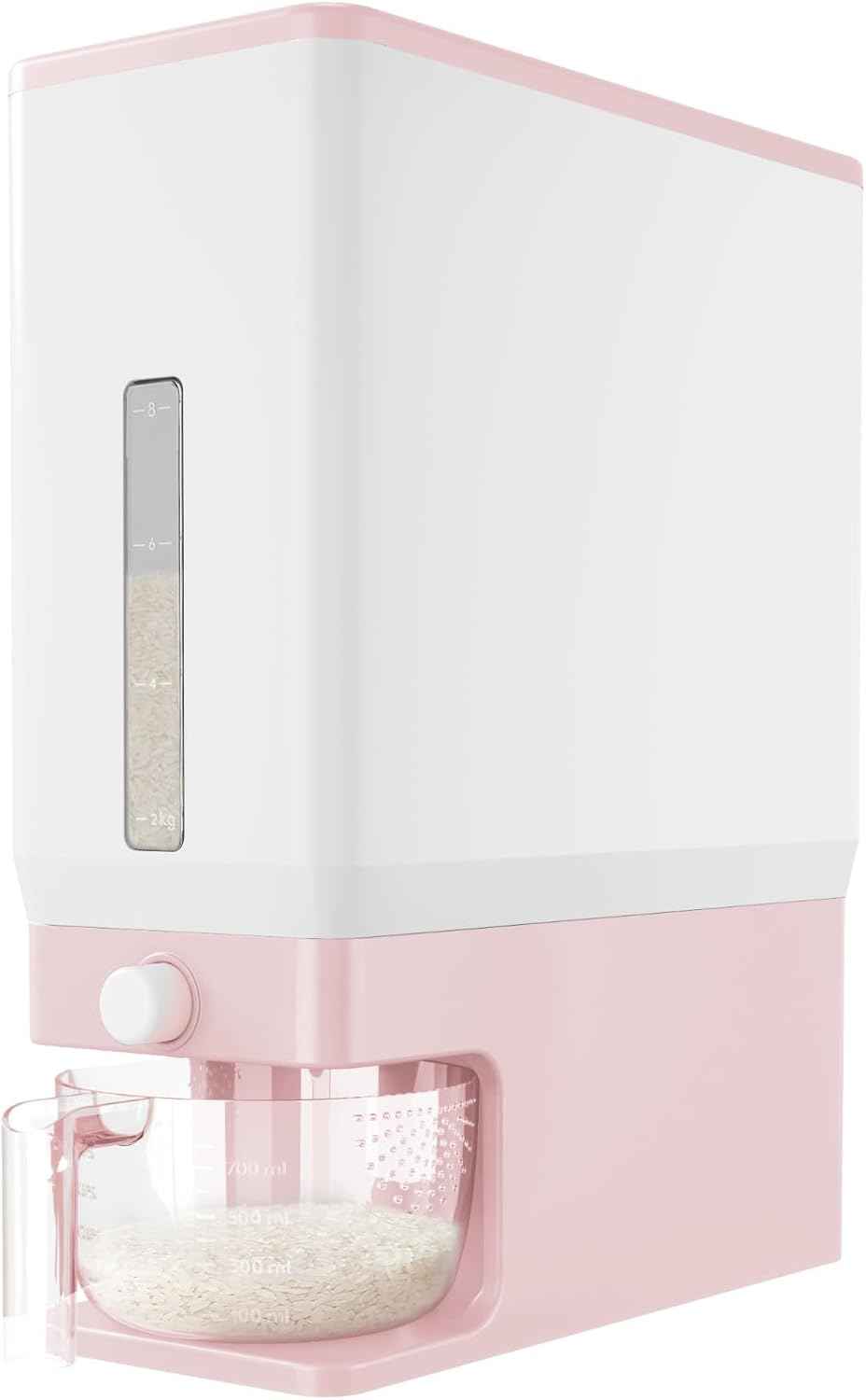 Lifewit Rice Dispenser 25 Lbs(11.3kg), Rice Storage Container Sealed Moisture Proof with Measuring Cup for Kitchen Pantry Household, BPA-Free, 1 Pack Grey