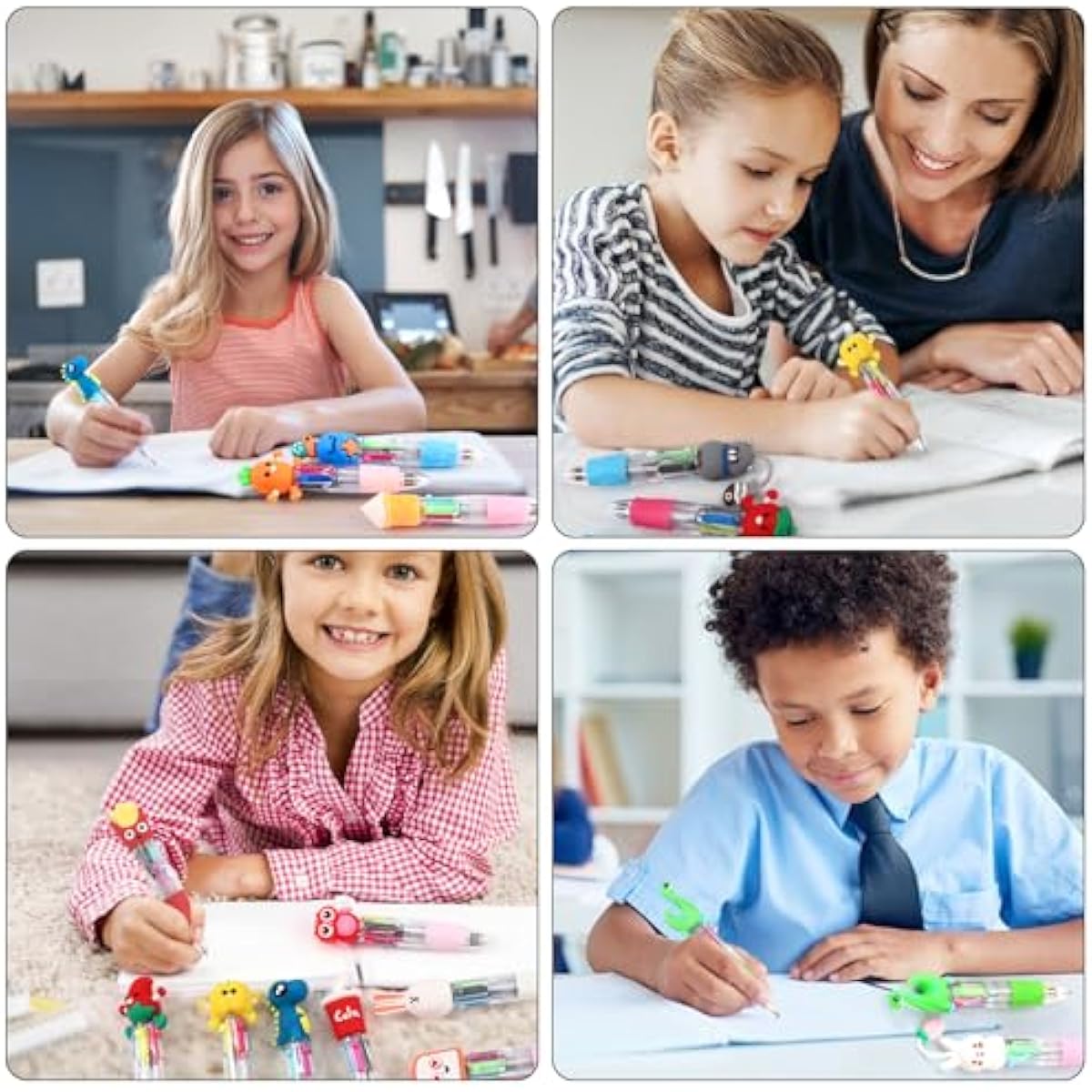 cZWZ 20Pcs Mini Multicolor Pens 4-in-1 Cute Ballpoint Pens for Kids Birthday Party Favors Gifts Teacher Supplies
