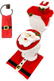 JOYIN 5 Pieces Christmas Theme Bathroom Decoration Set w/Toilet Seat Cover, Rugs, Tank Cover, Toilet Paper Box Cover and Santa Towel for Xmas Indoor Décor, Party Favors (Santa)