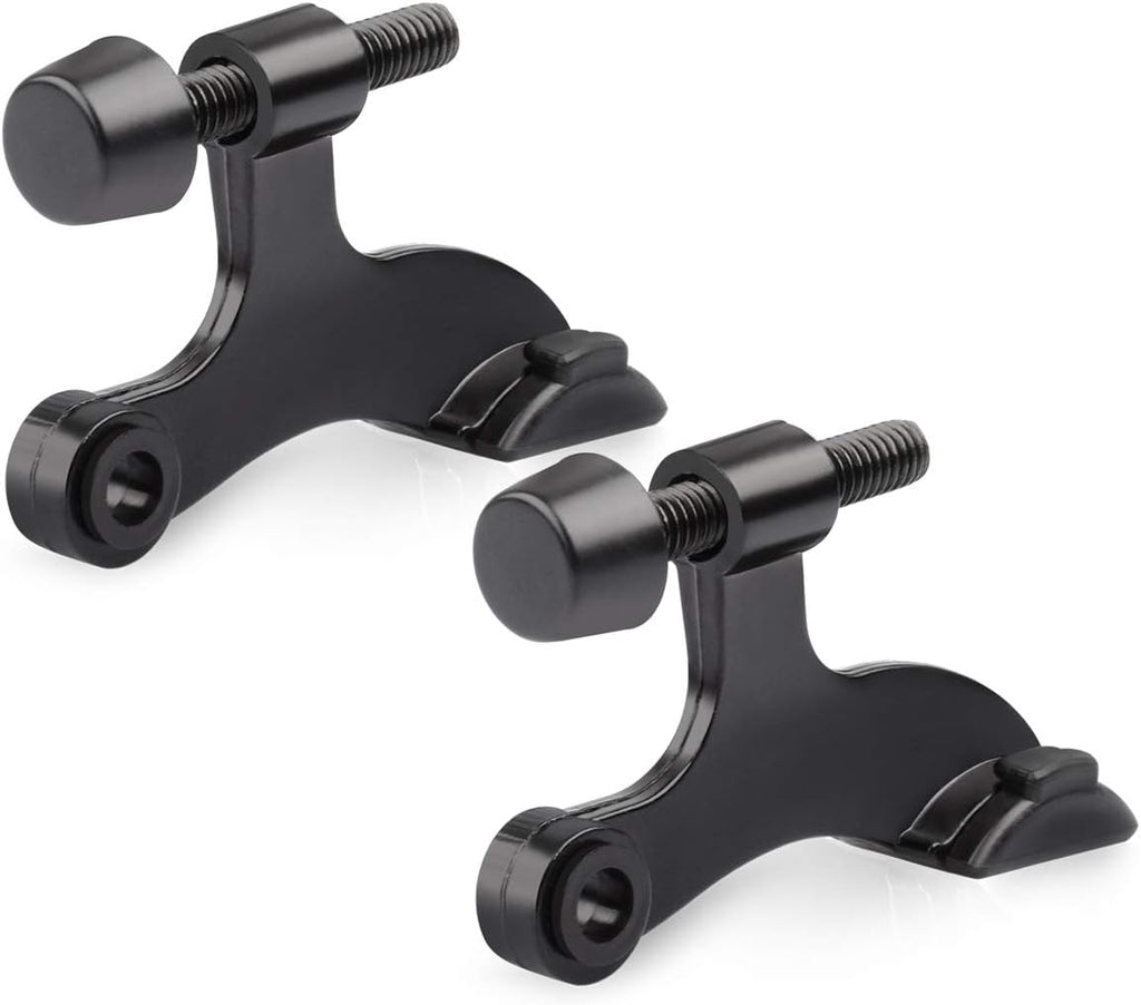 HOMOTEK 2 Pack Hinge Pin Black Door Stopper,Adjustable Deluxe Heavy Duty Door Stopper 2-1/2"x1-3/4”,with Black Rubber Bumper Tips