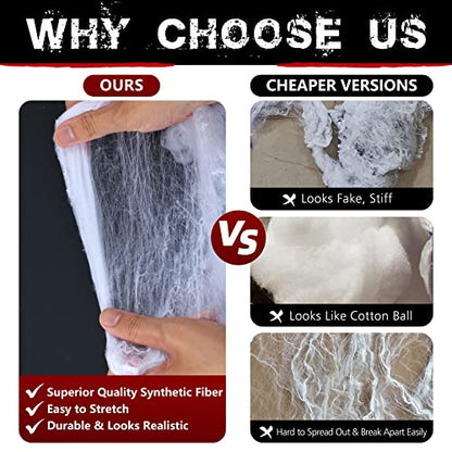 1000 sqft Spider Webs Halloween Decorations Bonus with 30 Fake Spiders, Super Stretch Cobwebs for Halloween Indoor and Outdoor Party Supplies