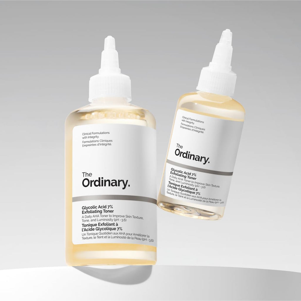 the ordinary glycolic acid 7% exfoliating toner, brightening and smoothing daily toner for uneven skin tone