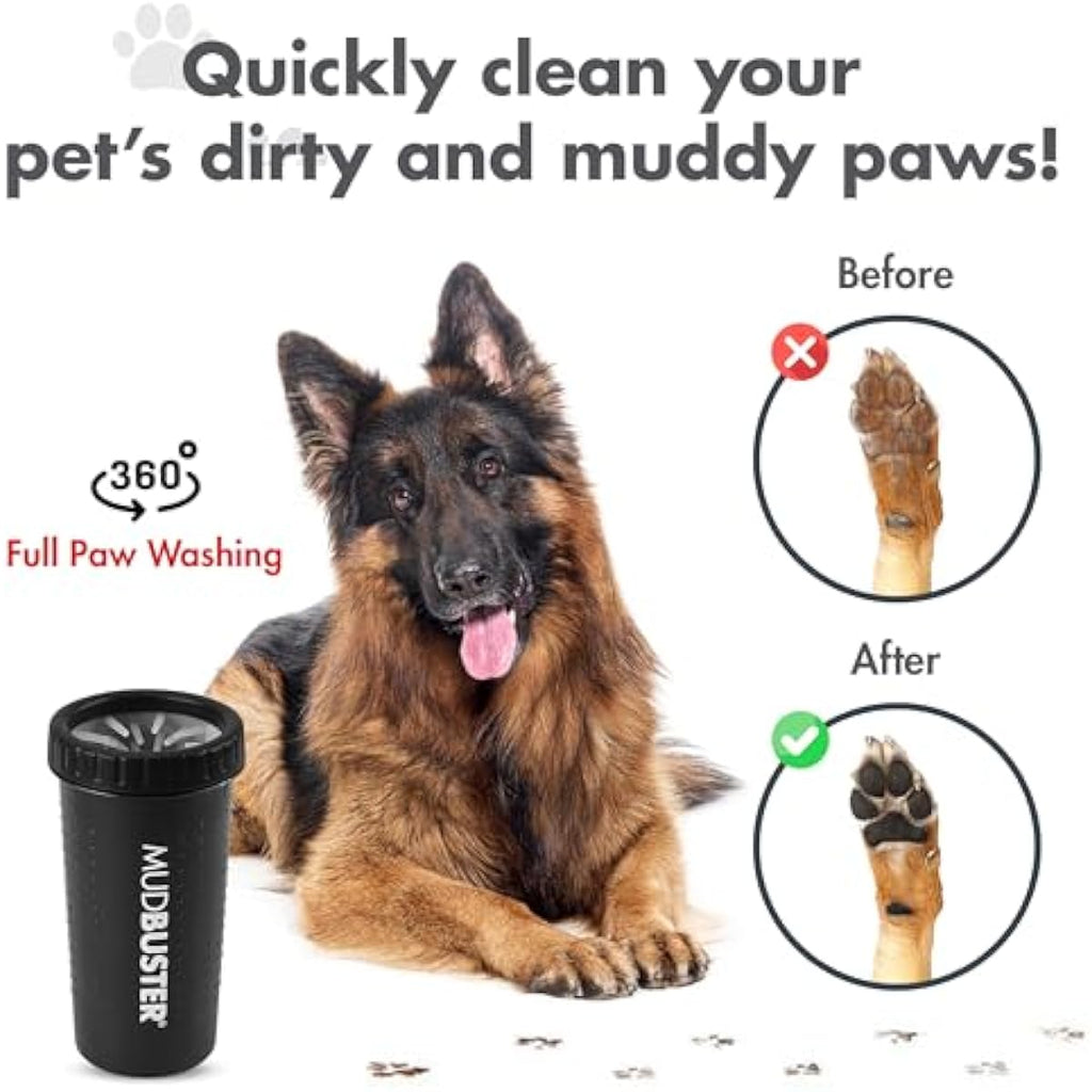 Dexas MudBuster Portable Dog Paw Washer in Large, Matte Black, Special Edition for Easy Cleaning