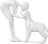 Dog Sculpture Home Decor Cute Man and Dog Statue Decoration for Office、Living Room、Bedroom、Home， Memory Gifts for Pet Lovers (Sandstone)
