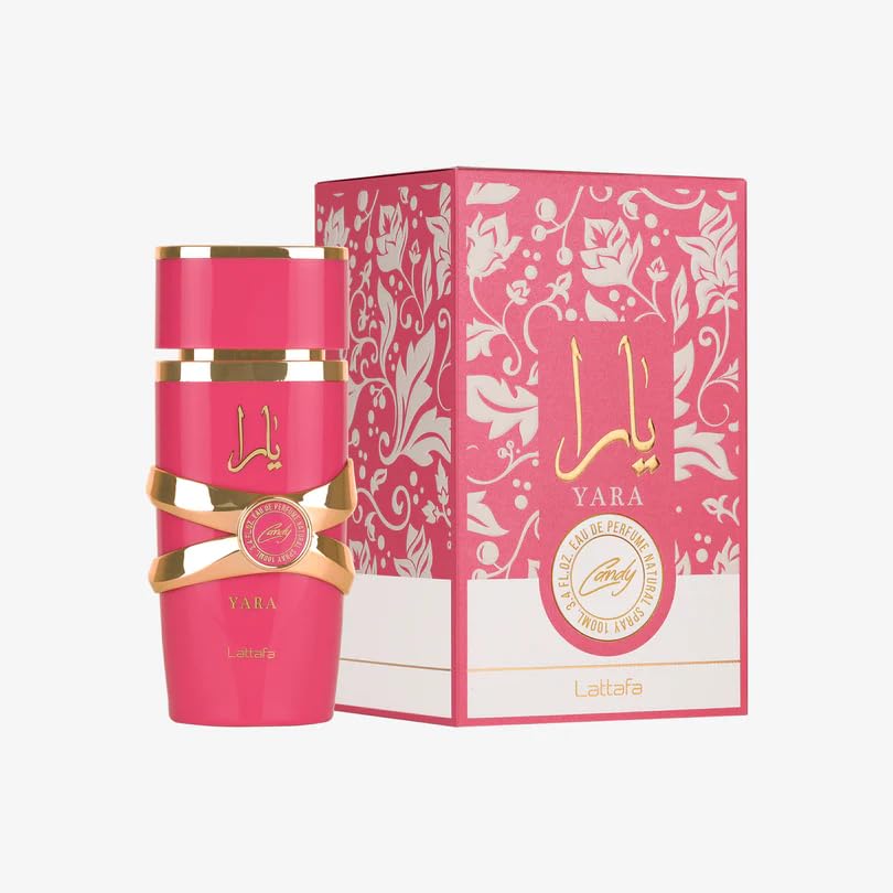 Lattafa Yara Candy Eau de Parfum Long-Lasting Fragrance for Women, 3.40 Ounce / 100 ml, Vanilla, Fruity, Citrus, Floral