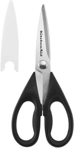 KitchenAid All PLrpose Kitchen Shears with Protective Sheath Durable Stainless Steel Scissors, Dishwasher Safe, Soft Grip Comfort Handle, 8.72 Inch, Black