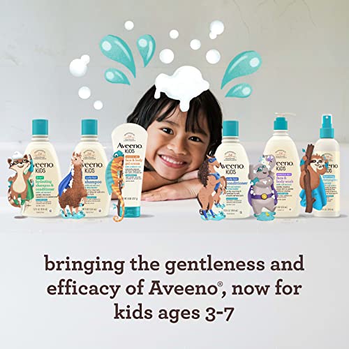 Aveeno Kids Sensitive Skin Face & Body Wash, Oat Extract, Tear-Free, Non-Drying, 18 fl oz Pump Dispenser