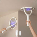 GeckoMan Rotating Head Electric Fly Swatter Racket Rechargeable Bug Zapper Racket Bug Zapper Indoor Fly Zapper Mosquito Zapper Flies Killer for Indoors, with a Telescopic Extension