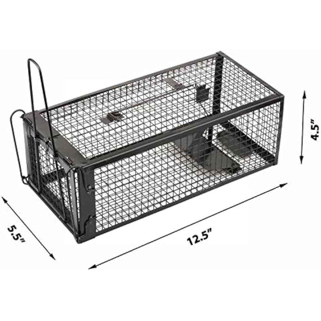 Black 2-pack humane live animal traps for indoors and outdoors - rats, mice, chipmunks, voles and similar-size animals
