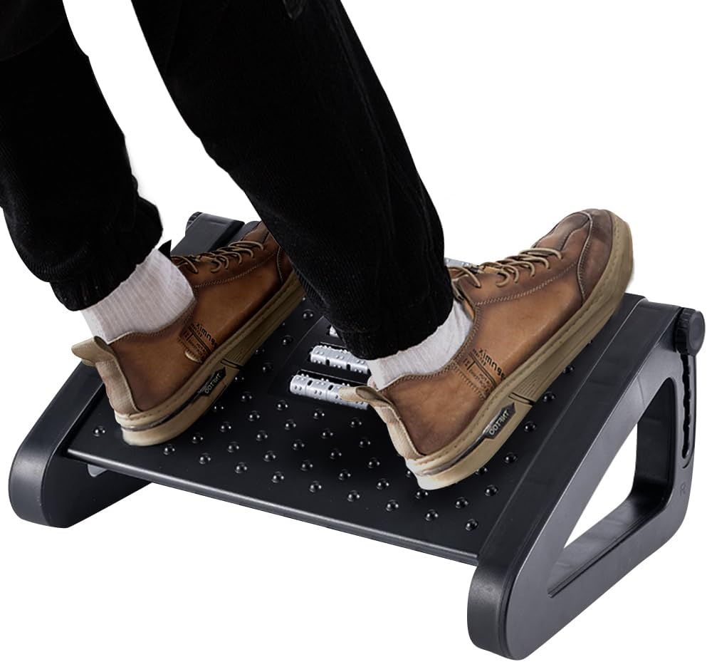 CasaZenith Foot Rest, Six Heights Adjustable Foot Rest for Under Desk at Work, Ergonomic Foots Stool for Under Office Desks, Under Desk Footrest with Foot Massage Roller, Chair Footrest for Leg Rests