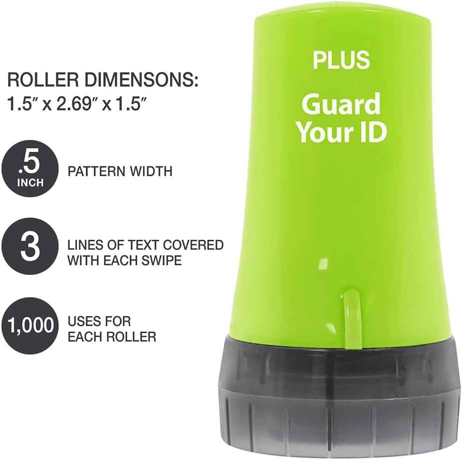 Guard Your ID Advanced 2.0 Roller 3-Pack for Identity Theft Protection, Turquoise, Green, White Stamp Set