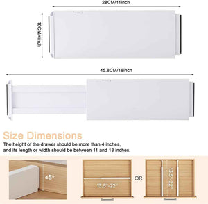 Adjustable plastic drawer dividers for clothes, kitchen, and office storage, 3-pack