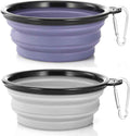 Dog Bowl Pet Collapsible Bowls, 2 Pack for Cats Dogs, Portable Pet Feeding Watering Dish for Walking Parking Traveling with 2 Carabiners (Small, Blue+Green)